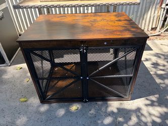 31.4" Dog Crate Furniture, Double-door design, Furniture-style end table, Chewproof & lockable ,Brown