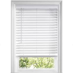 Home Decorators Collection White Cordless Faux Wood Blinds for Windows with 2 in. Slats - 58.5 in. W x 36 in. L (Actual Size 58 in. W x 36 in. L