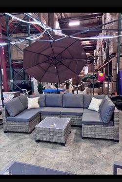 New 7 Pieces Wicker Outdoor Patio Furniture set In Gray