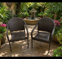 Café Curved Back Stacking Chairs In Wicker