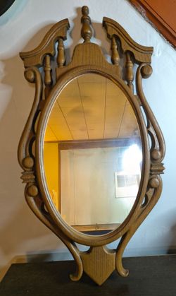 Vintage Faux Wood Wall Mirror MADE IN USA