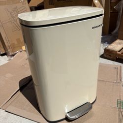 13 Gallon (50 L) Trash Can, Stainless Steel Kitchen Garbage Can, Recycling or Waste Bin, Soft Close, Step-On Pedal