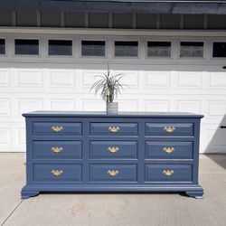 Beautiful Blue Dresser With Gold Hardware