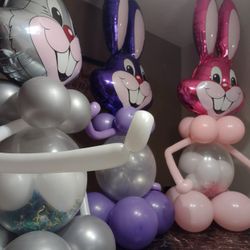 Pink , Purple,And Grey Easter Bunnies For Easter These Ones Are $20 Each. U Want Candy And Stuff In Them$30