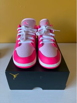 Nike Air Jordan 1 Low Valentines Day Pink White Shoes 553560-661 GS Size 5Y
