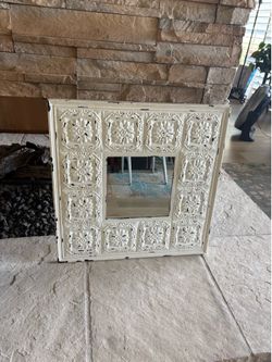 Vintage distressed  vintage white mirror