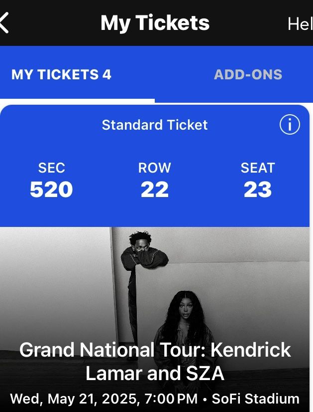 Kendrick Lamar/SZA GNX Tour $200