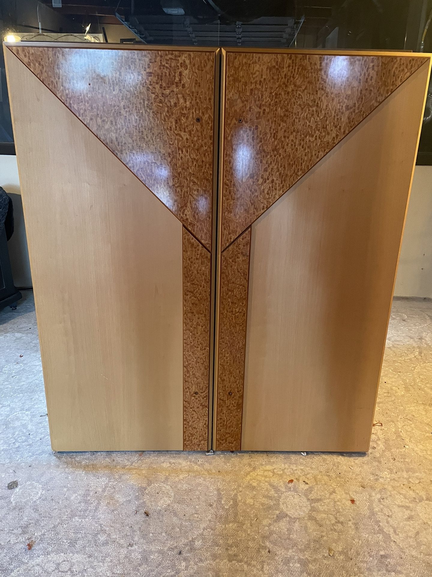 Rare 1994 German Modernist Media Cabinet – French Cherry & Satin Maple