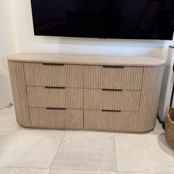 New Greige Oak Fluted Dresser RH Inspired, Free Delivery ✅ Modern 6 Drawer Dresser, RH Byron Style Dresser