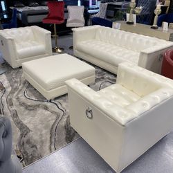 Dellucci Mother of Pearl Leather Living Room Collection 