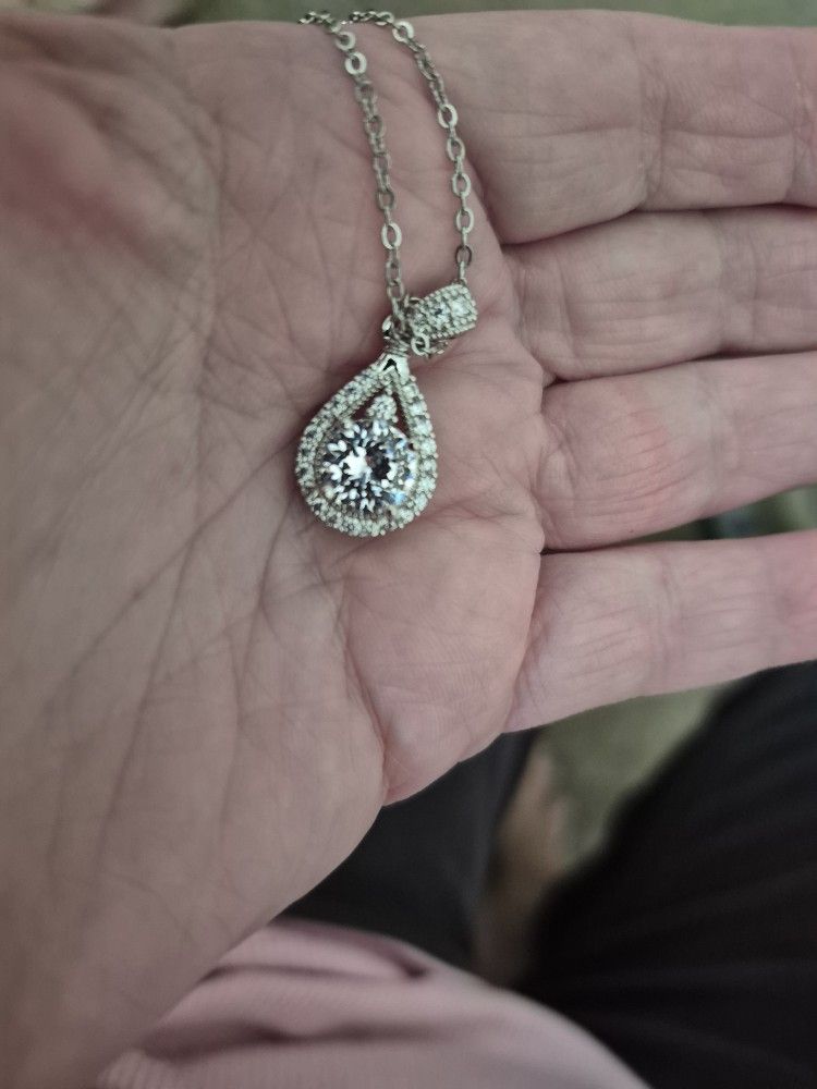 Certified Sterling Silver Moisonite Pendant Necklace