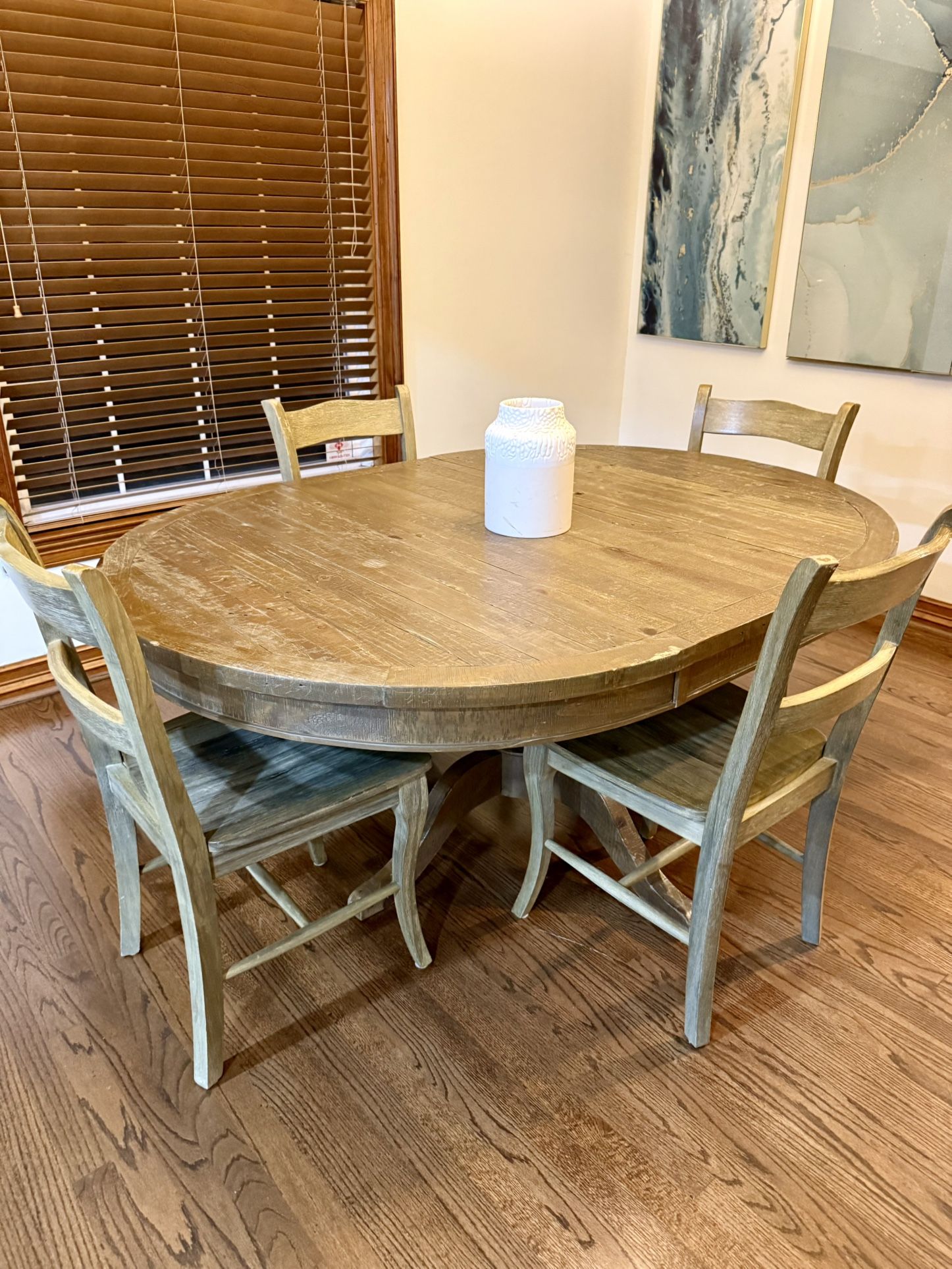 Wooden Dining Table & 4 Dining Chairs 