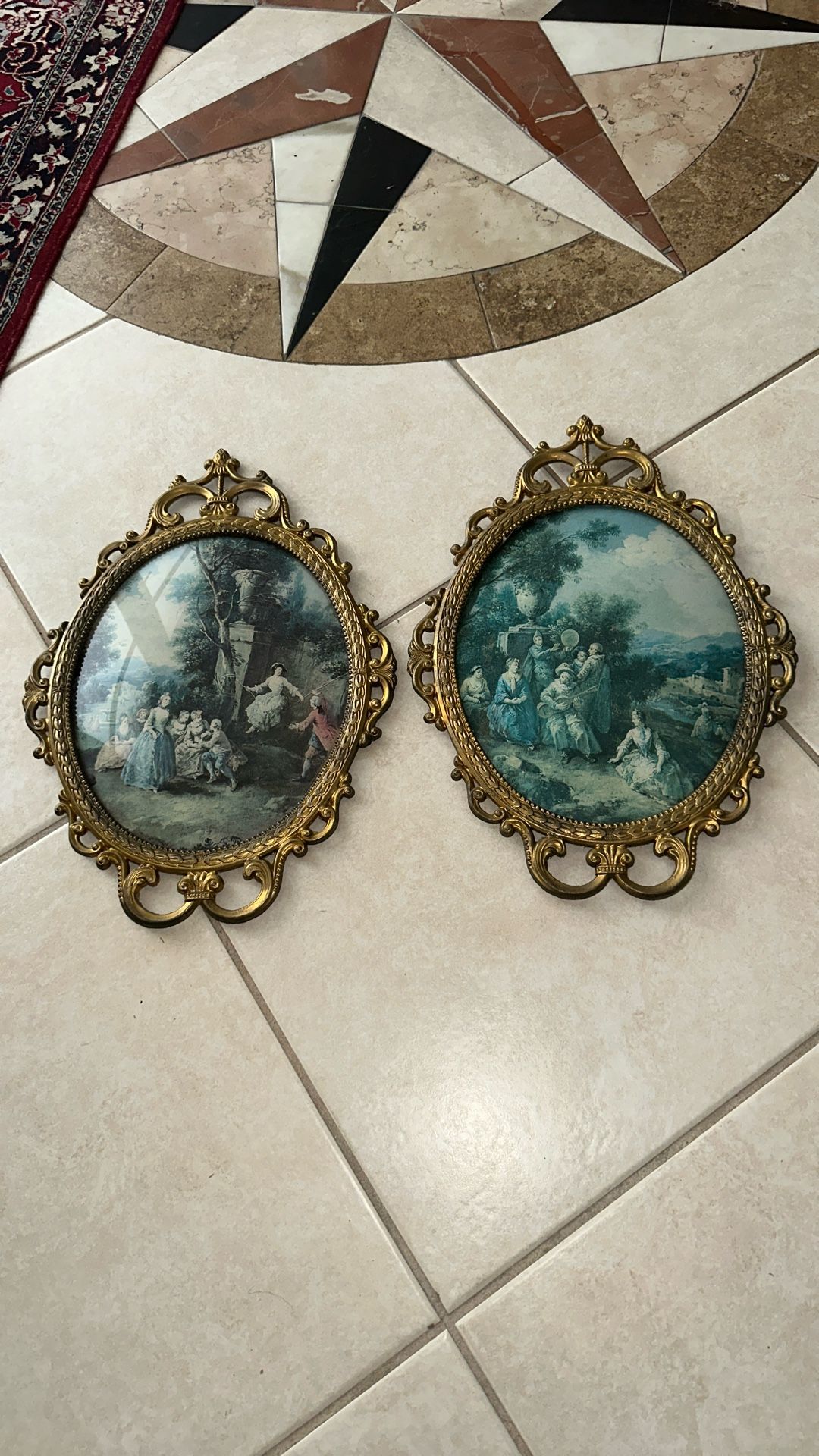 VICTORIAN WALL HANGINGS WITH BUBBLED GLASS ~ ITALY