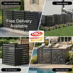 OBO New Other SmartStandard 3 Panel 38" W x 40" H Metal Air Conditioner Fence, Black