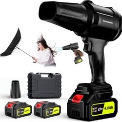 Cordless Leaf Blower, 400000RPM Handheld, 2* 4.0Ah Batteries + Charger, Lightweight for Patio Cleaning, Lawn Care, Leaves