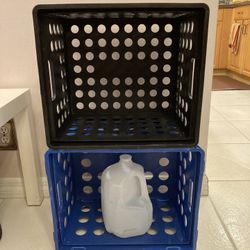 PAIR Of Stackable File Crates Plastic Bin w/ Cutout Handles, Letter / Legal-sized File Storage 
