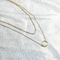 18K Real Solid Gold Plated Women Necklaces Layered Pendant