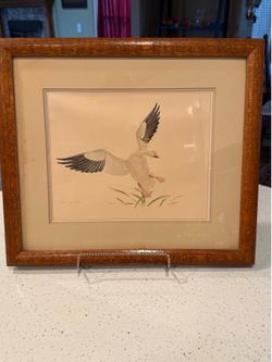 Vintage Framed Goose Print | Farmhouse Cottage Decor | Wildlife Wall Art | Wood Frame