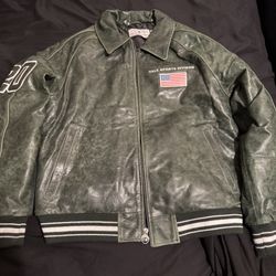 Vale Green Leather Jacket Size Medium 