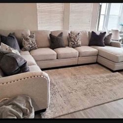 LAF RAF Off White Long Comfort Modern Sofa Sectional💥 Showroom Available✅ Best Price👈 Couch/ Living Room Set With Chaise 💫