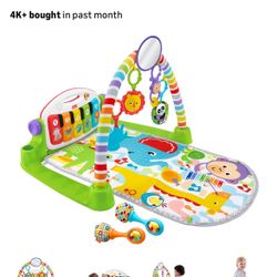 Fisher-Price Baby Playmat Deluxe Kick & Play Piano Gym for Learning & 2 Maracas Soft Rattles