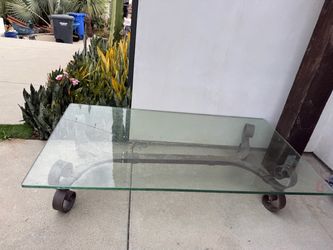 Glass Top Coffee Table with Iron Base