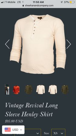 Sheehan and Co. long sleeve vintage Henley size Medium