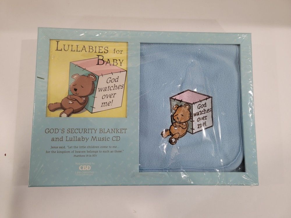 God’s Security Blanket & Lullaby Music CD Boxed Gift Set Blue Baby Boy NEW