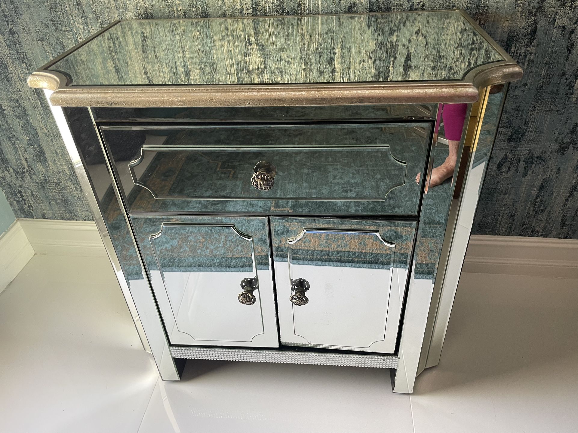 Mirrored Nightstand Cabinet