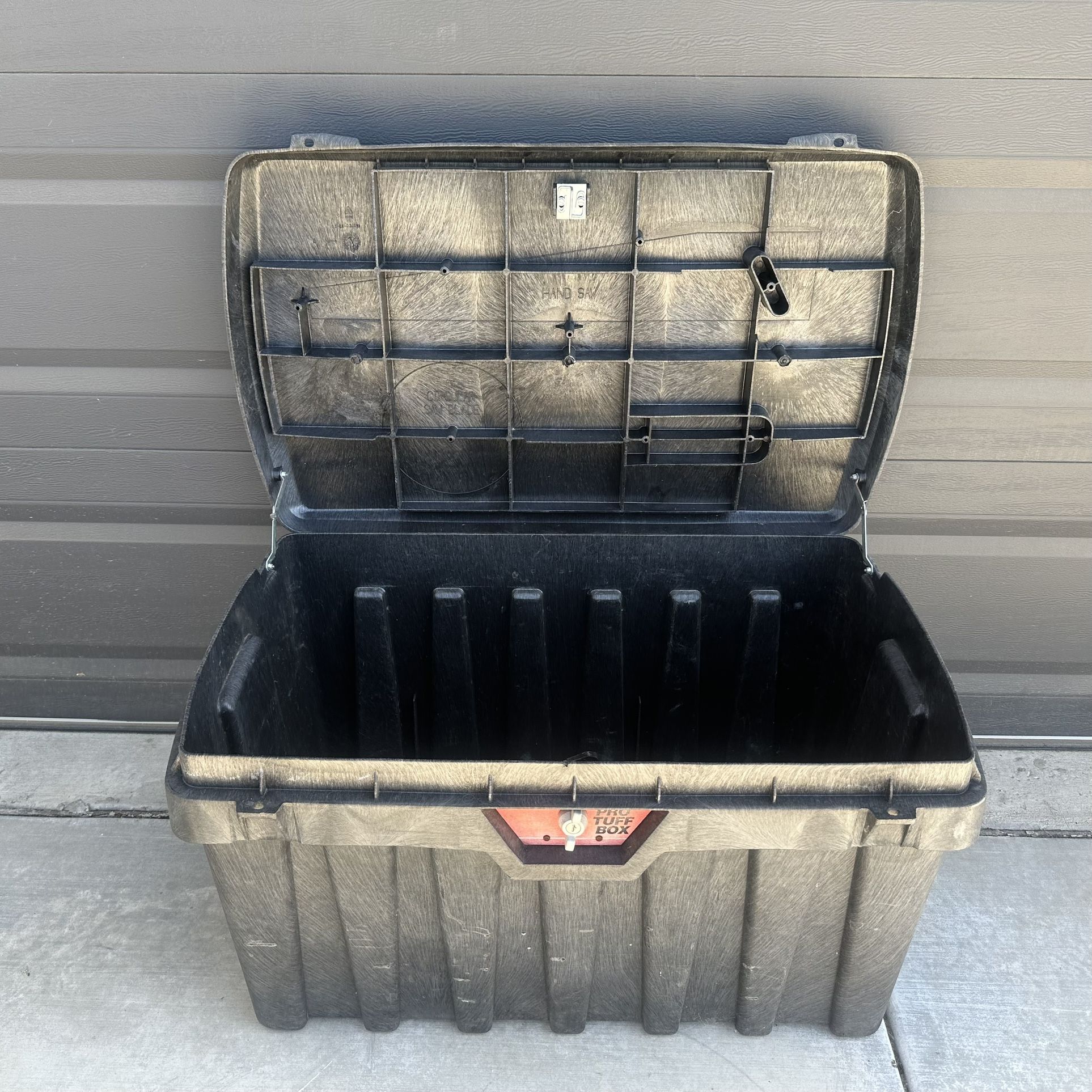 Large Black Plastic Storage Bin Tool Box Chest Tub