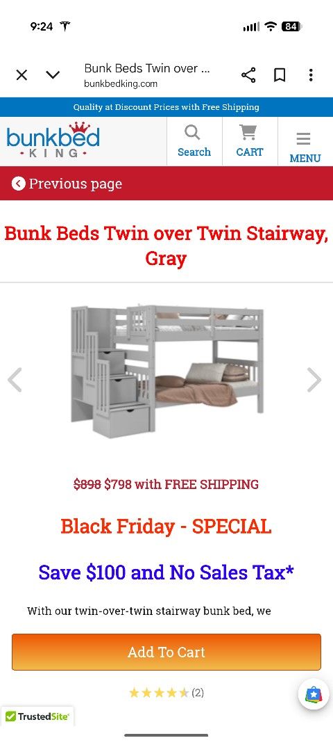Twin Over Twin Bunk With Storage Steps