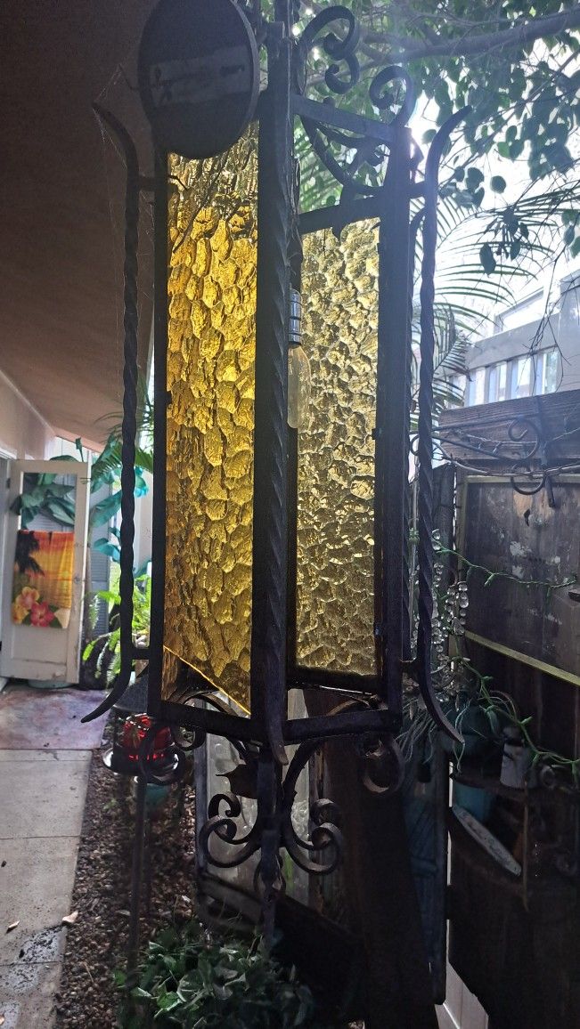 Antique Wrought Iron Hanging Lamp