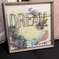 Mixed Media Framed Art With Silver Frame 