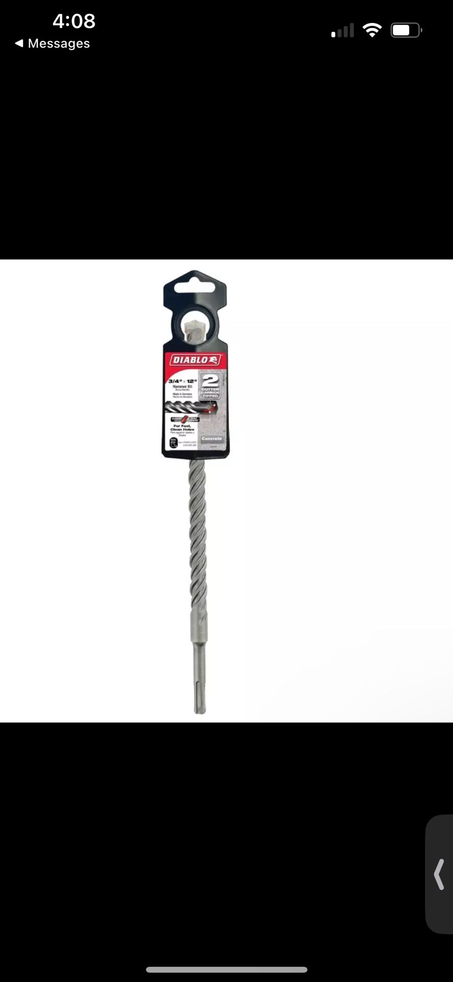 3-Pack DIABLO 3/4' x 10" x 12" SDS-Plus 2-Cutter Carbide-Tipped Hammer Drill Bit