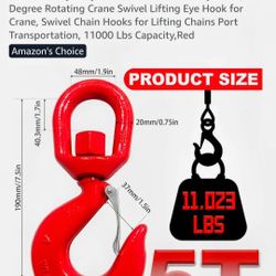 HEAVY DUTY 5 TON SWIVEL HOOK W/SAFETY LATCH