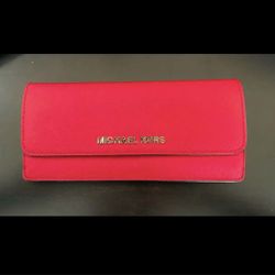 Michael Kors MK Red Long Wallet Saffiano Leather