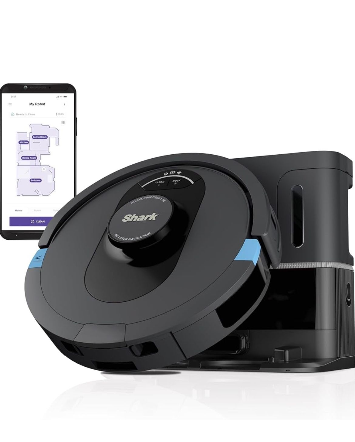 Shark AV2501S AI Ultra Robot Vacuum, with Matrix Clean, Home Mapping, 30-Day Capacity HEPA Bagless Self Empty Base, Perfect for Pet Hair, Wifi