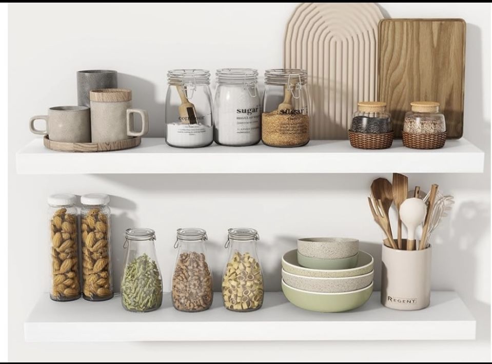 lot Of 2 Heimlove 36” Solid Pine Wood Floating Shelves for Walls, White 