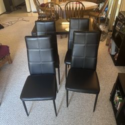 Small Black Glass Top Table And 4 Chairs 