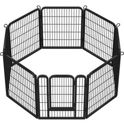 8 Panels Dog Playpen, Metal 32" Dog Fence with Easy-Carry Straps&Stakes Storage Bag for RV Camping Dog Pen Play Pen for Small/Medium/Large Dogs