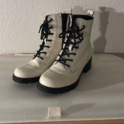 White Fashion Combat Boots