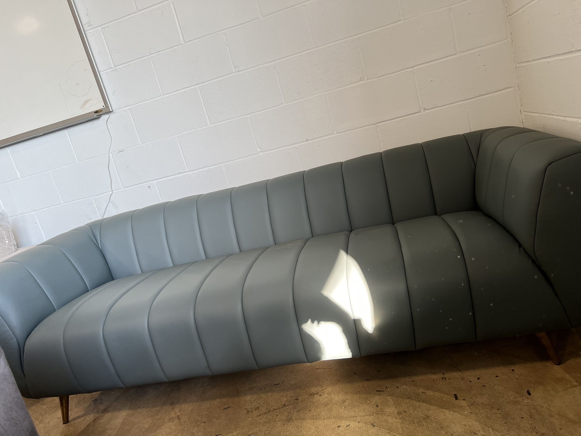 Clodine Blue Leather Sofa