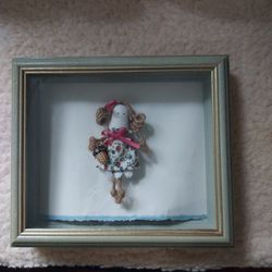 Frame With Handmade Rope And Cloth Doll