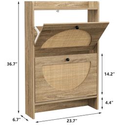 Slim Oak Shoe Cabinet / Shelf