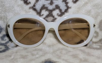 Women's Oversized Vtg Retro Style SUN GLASSES Thick White Oval Frame Brown Tint