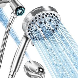 10 Sprays High Pressure Shower Head - Filtered Shower Head with Handheld - Built in Magnetic Docking & Power Jets - Leak-proof Hose & Adjustable Brack