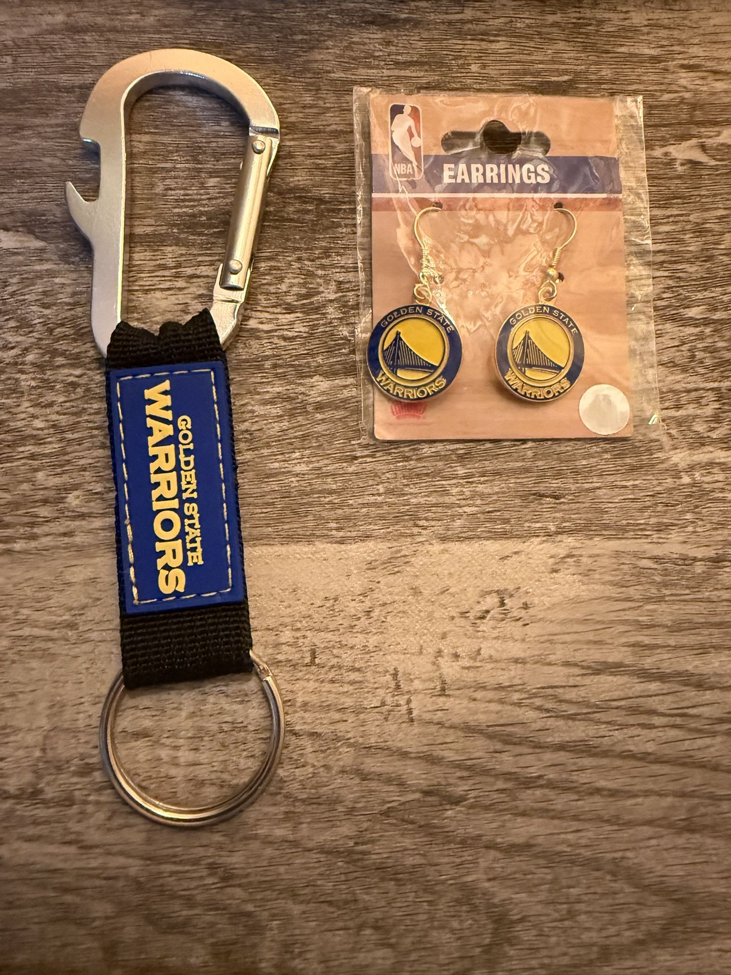 Golden State Warriors Earrings And Keychain