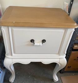 Moving Must Sell! New Provence Elegant Ivory White End Table/ File Cabinet with Ash Tan Top 24 in.