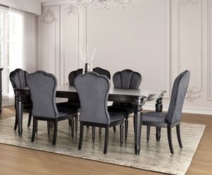 7PCS DINING TABLE   SET BLACK  (F3416) $1399  DELIVER AVAILABLE
