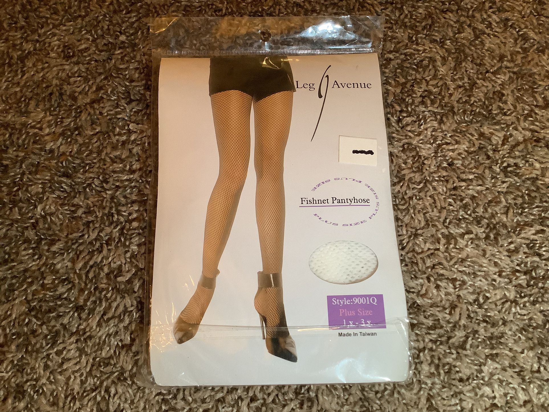 Leg Avenue fishnet pantyhose, style 9001Q, color white, Plus Size: 1X-3X